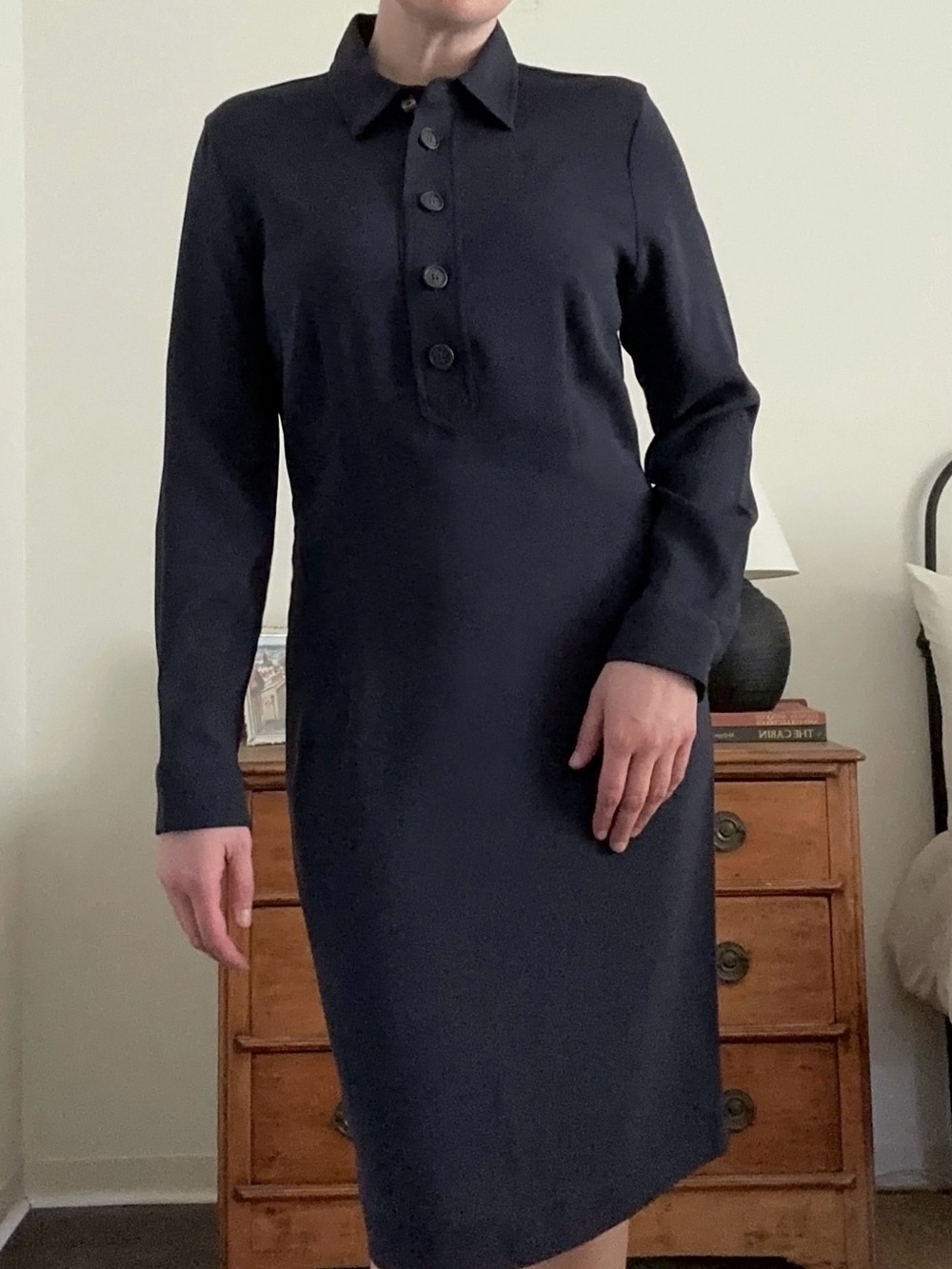 Caliban Long-Sleeve Collared Shift Dress